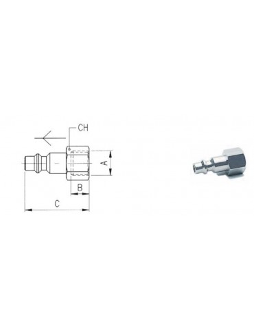 Adaptador enchufe Rápido neumático rosca hembra 1/4" | Velfair 2