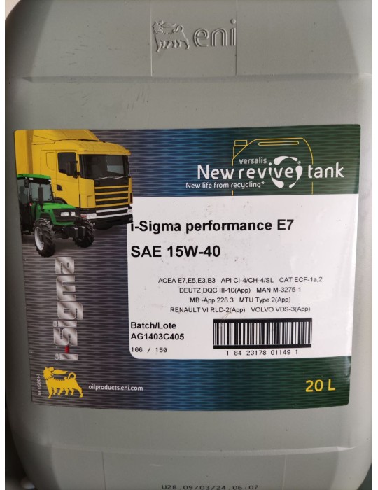 ENI I-SIGMA PERFORMANCE E7 15W-40 20L