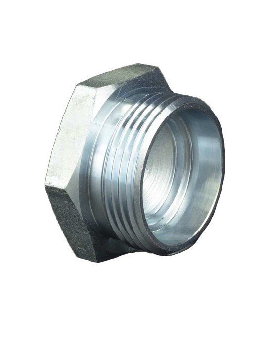 Tapón hidraúlico macho, rosca BSP. Vista lateral.