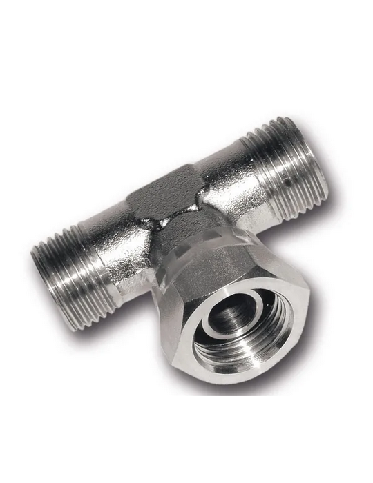 Racor hidráulico T central hembra-macho-macho BSP | Velfair