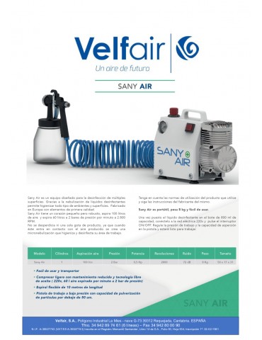 Equipo de Desinfección Portátil Sany Air | Velfair 2